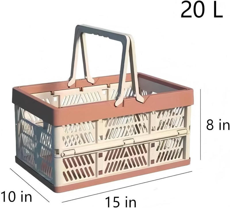 UShioart Collapsible Crate Milk Crates for Storage Plastic shopping basket 20L for Kitchen Bathroom - Image 2